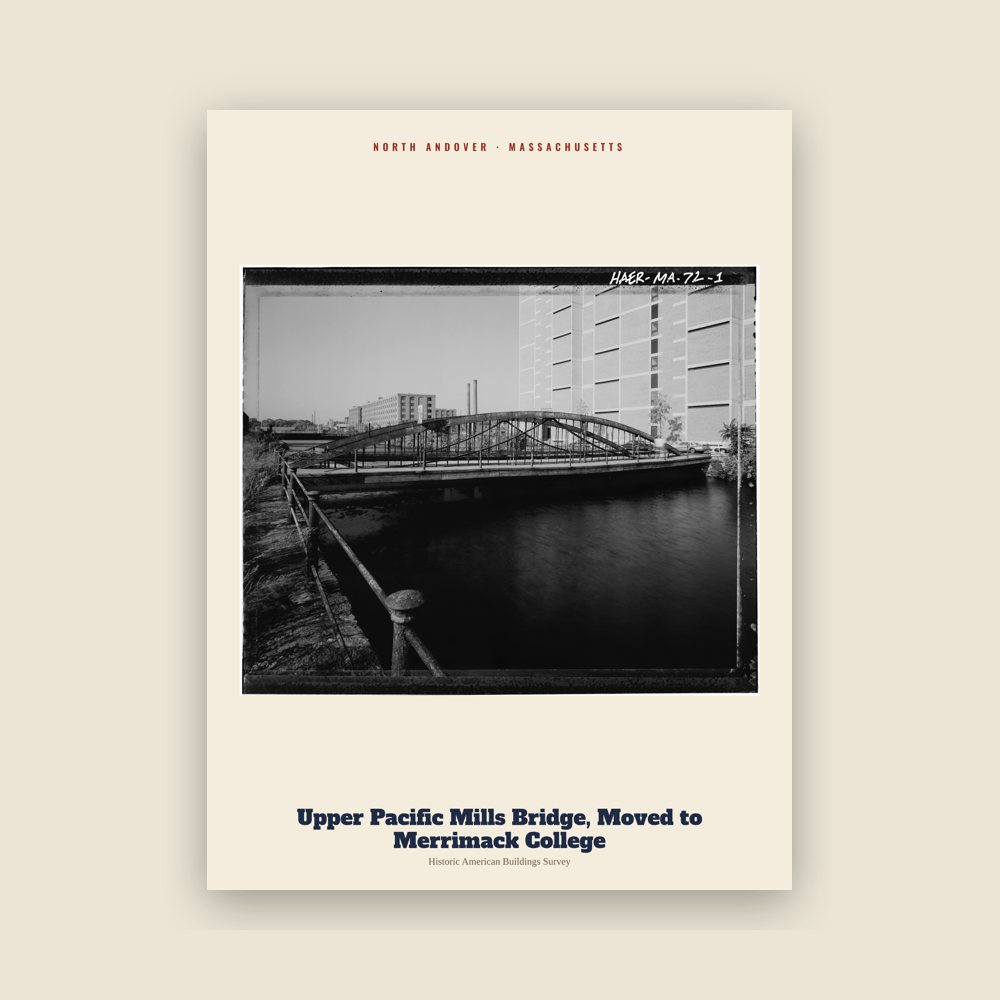 North Andover Upper Pacific Mills Bridge, Moved to Merrimack College Archive Print