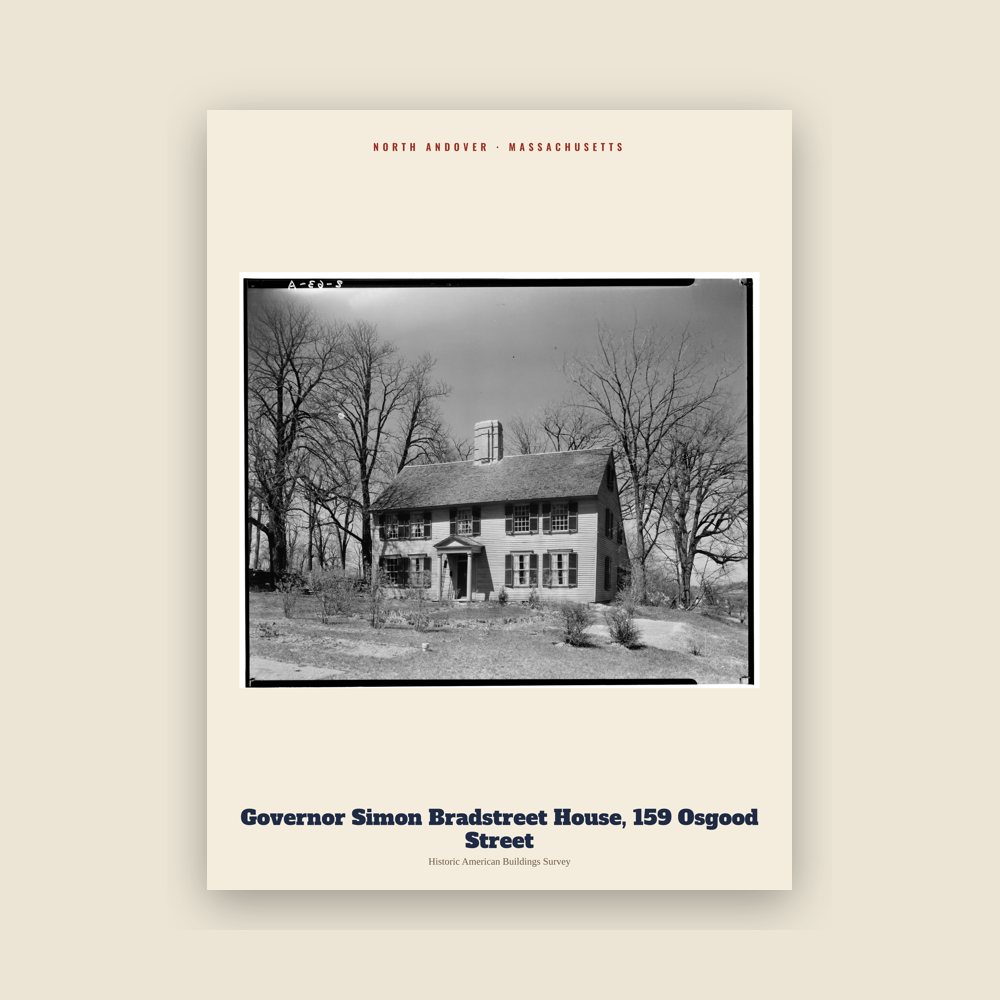 North Andover Governor Simon Bradstreet House, 159 Osgood Street Archive Print