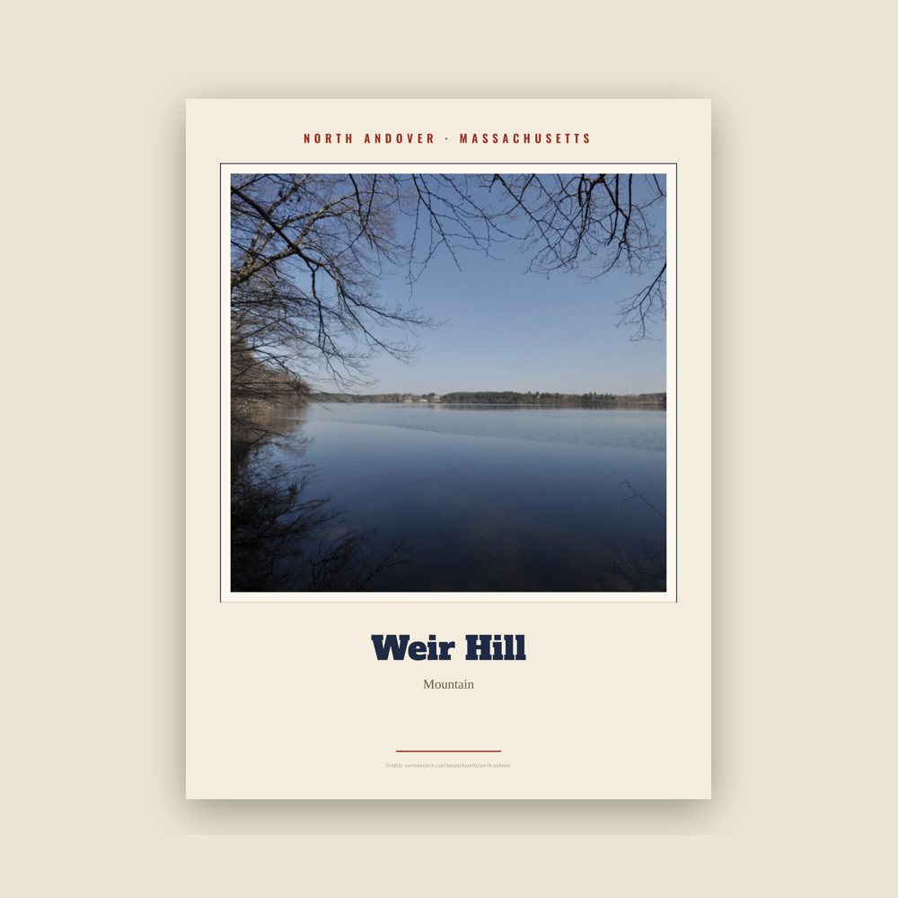 North Andover Weir Hill Landmark Print