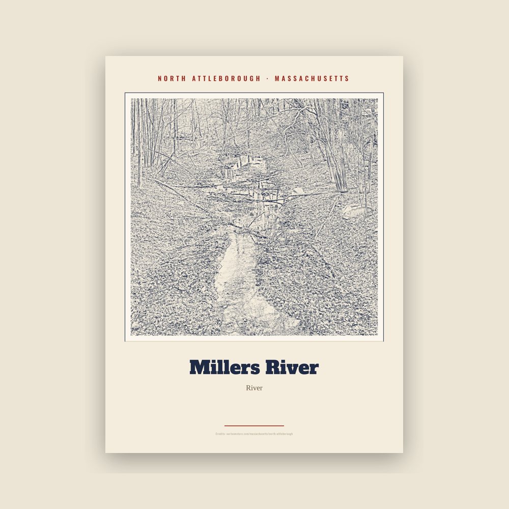 North Attleborough Millers River Landmark Print