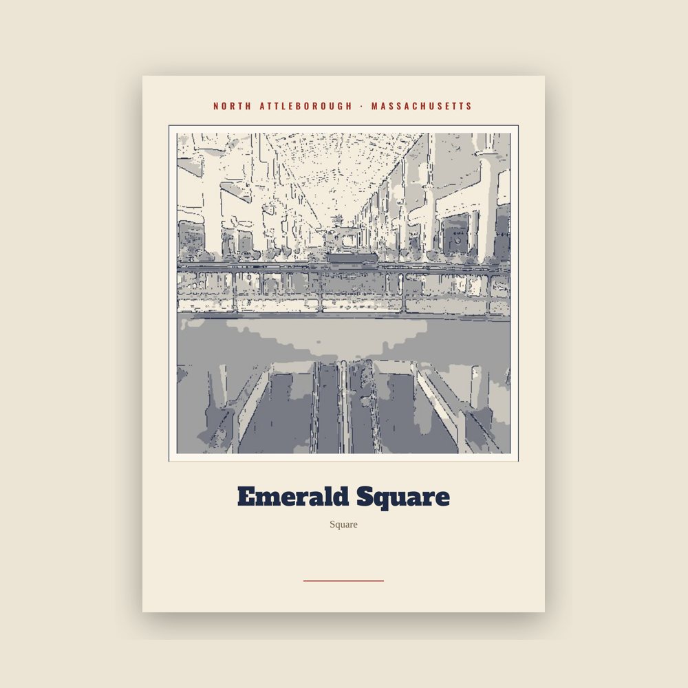 North Attleborough Emerald Square Landmark Print