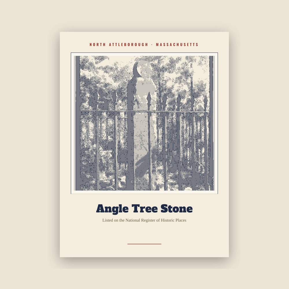 North Attleborough Angle Tree Stone Landmark Print