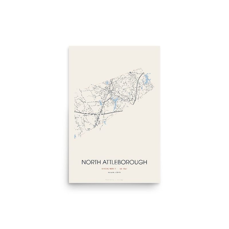 North Attleborough Street Map Poster · Linen