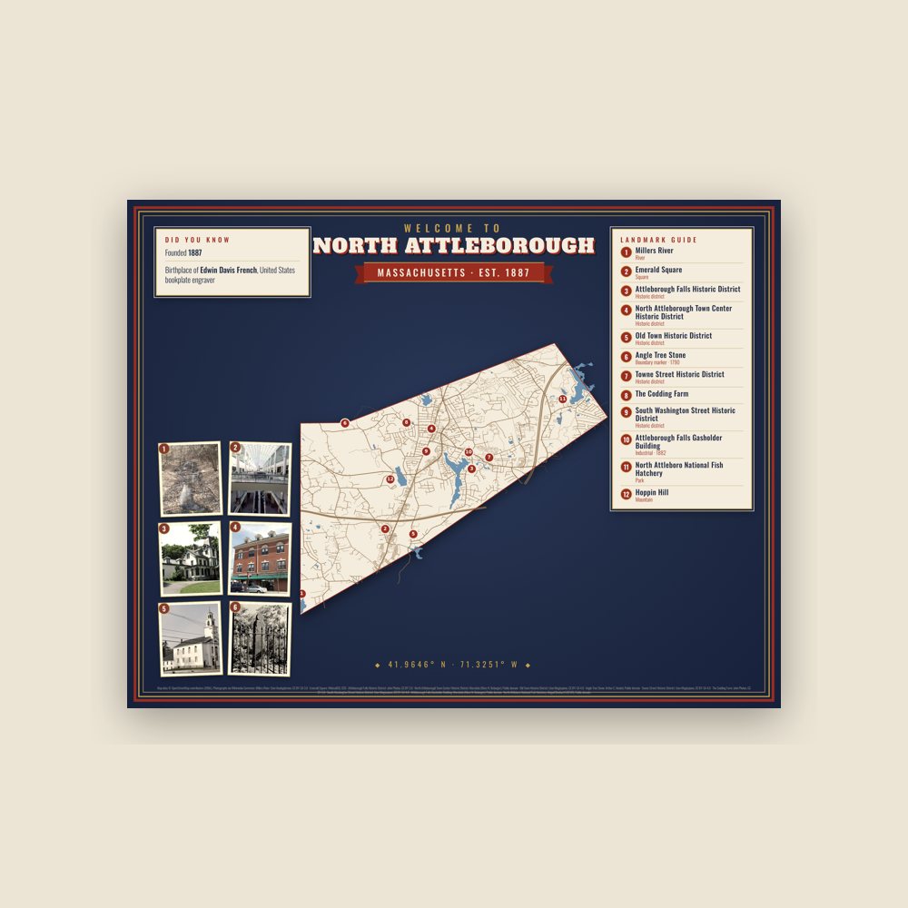 North Attleborough Map Placemat