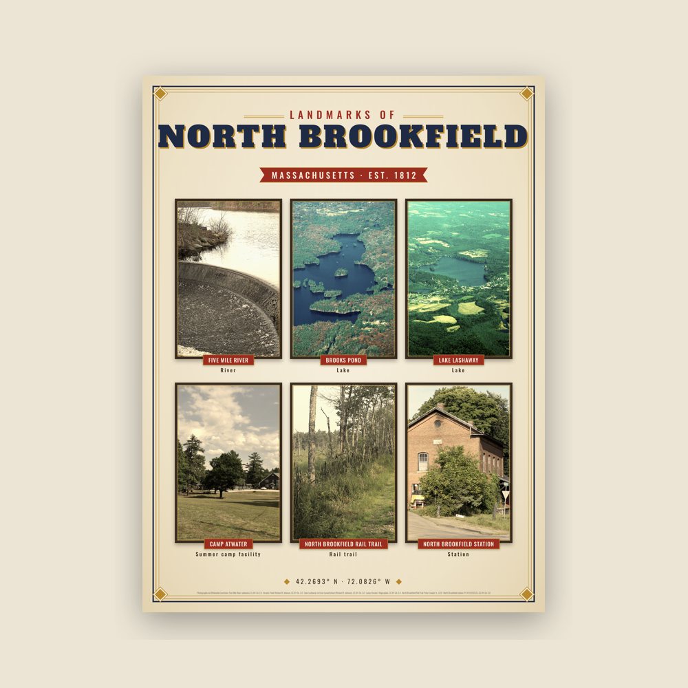 North Brookfield Landmarks Photo Poster