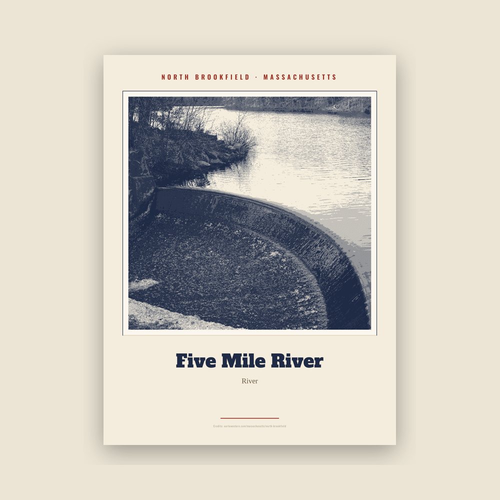 North Brookfield Five Mile River Landmark Print
