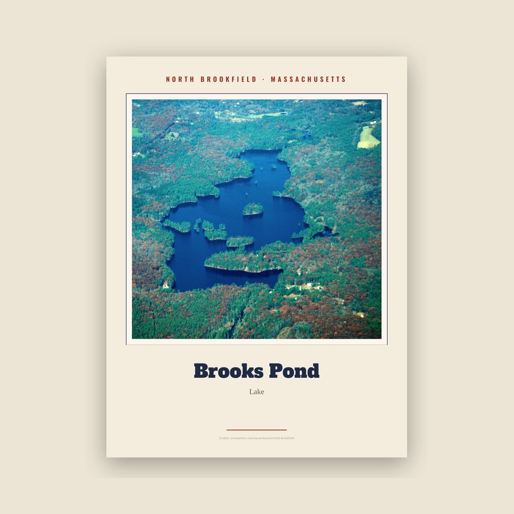 North Brookfield Brooks Pond Landmark Print
