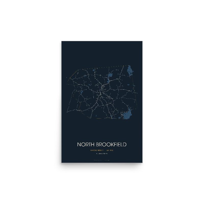 North Brookfield Street Map Poster · Midnight