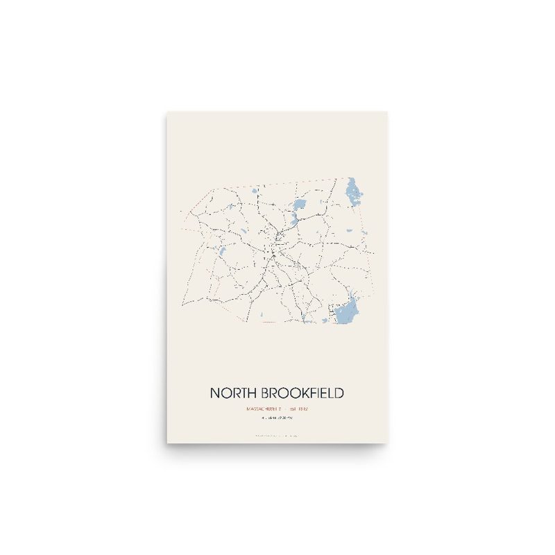 North Brookfield Street Map Poster · Linen