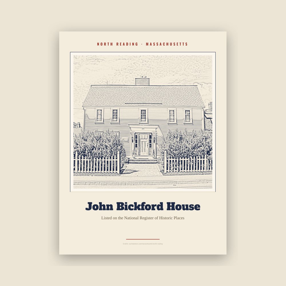 North Reading John Bickford House Landmark Print