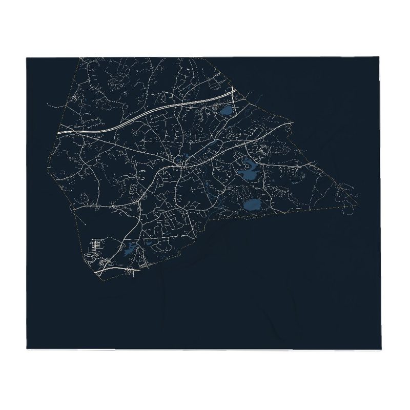 Northborough Street Map Throw Blanket