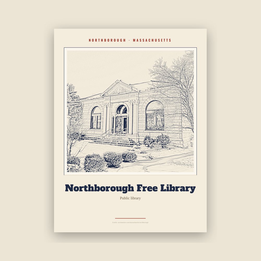 Northborough Northborough Free Library Landmark Print