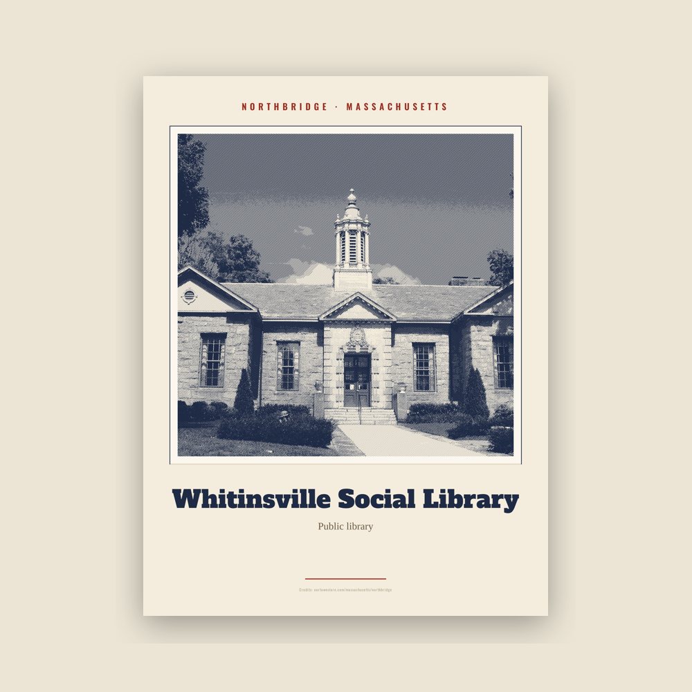 Northbridge Whitinsville Social Library Landmark Print