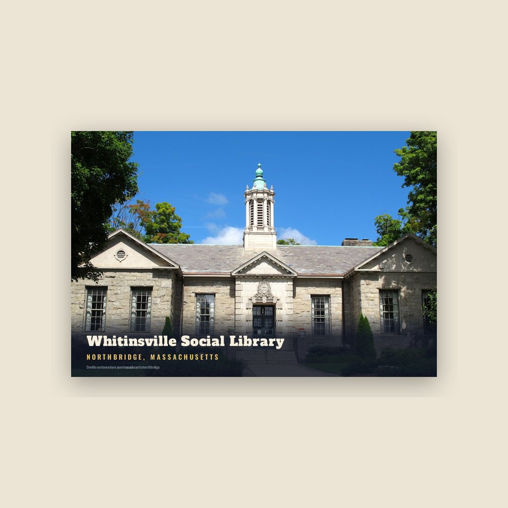 Northbridge Whitinsville Social Library Postcard