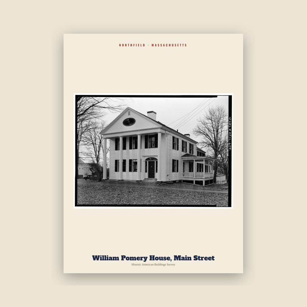 Northfield William Pomery House, Main Street Archive Print