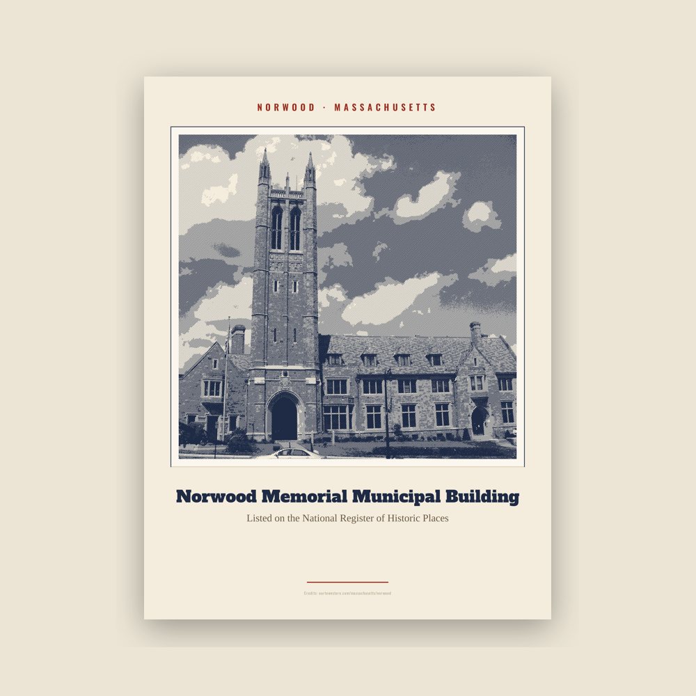 Norwood Norwood Memorial Municipal Building Landmark Print
