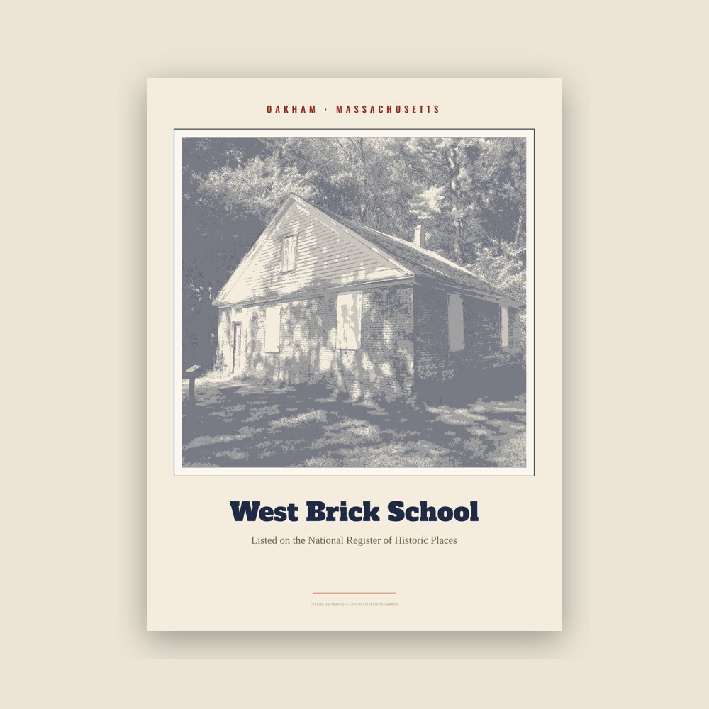 Oakham West Brick School Landmark Print