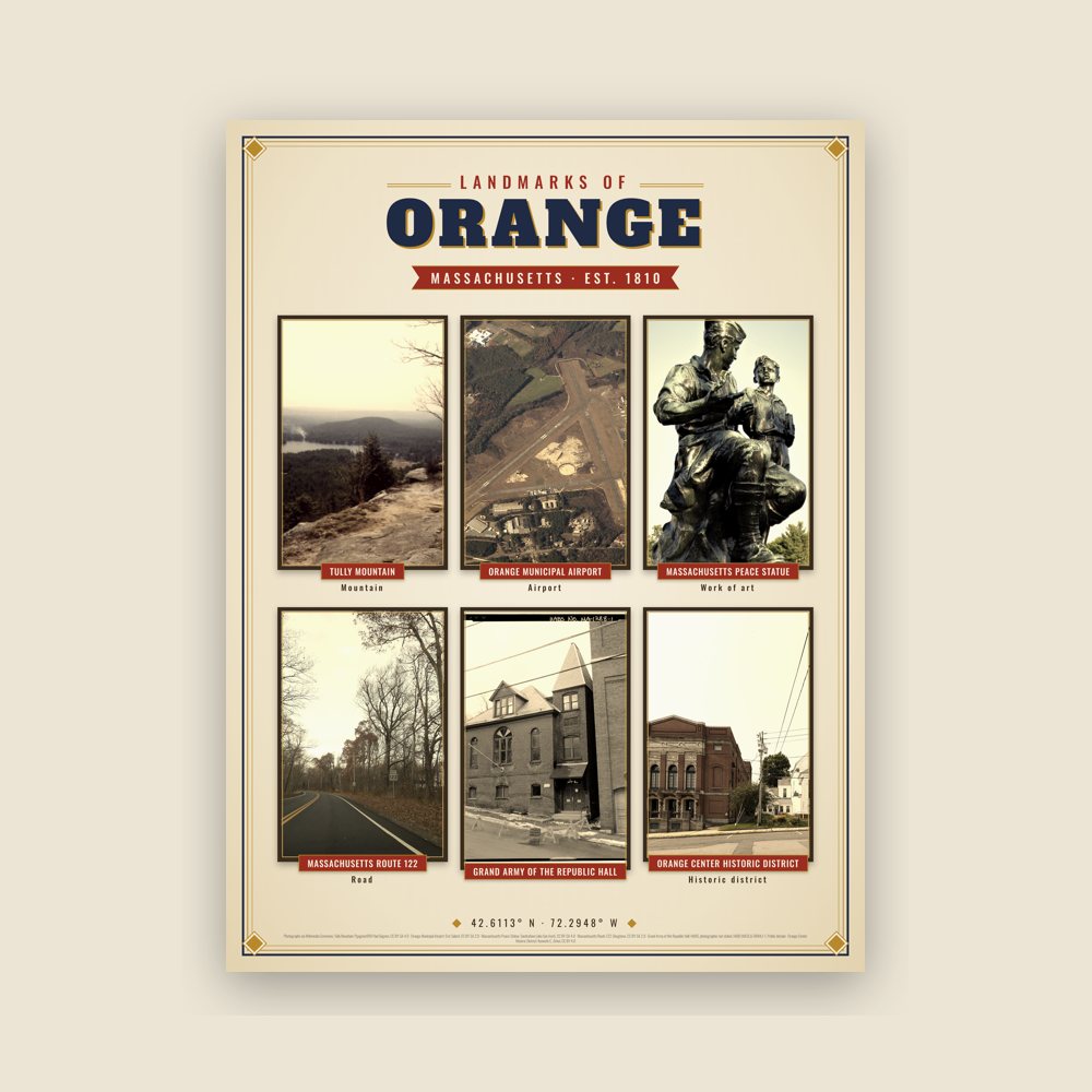 Orange Landmarks Photo Poster