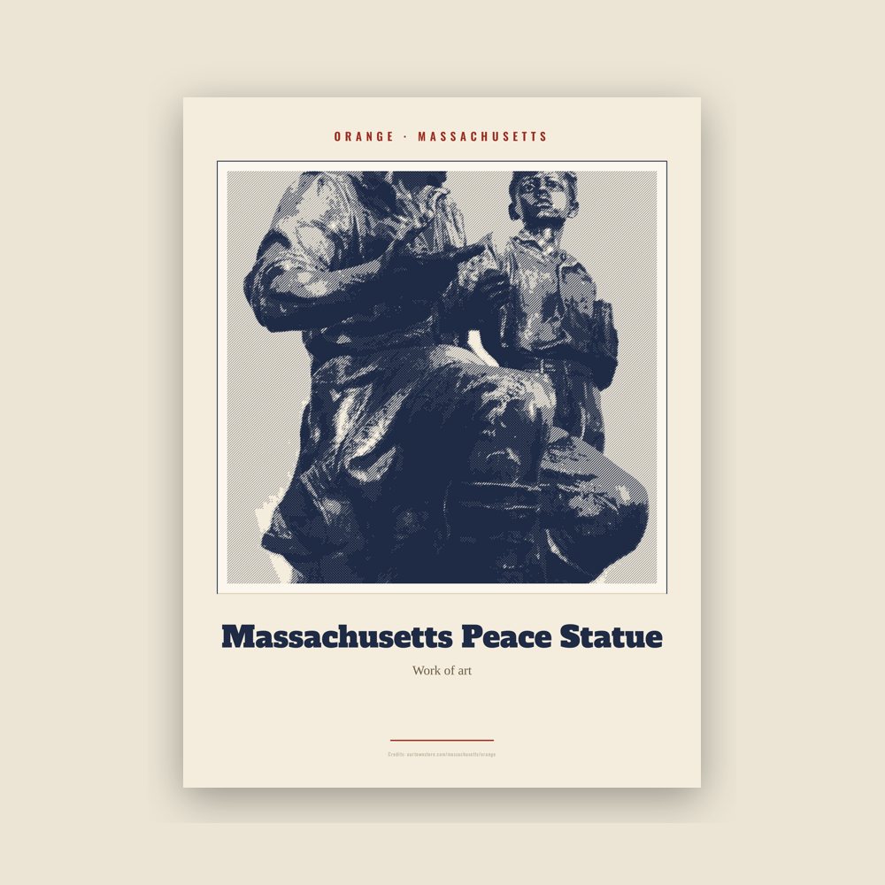 Orange Massachusetts Peace Statue Landmark Print