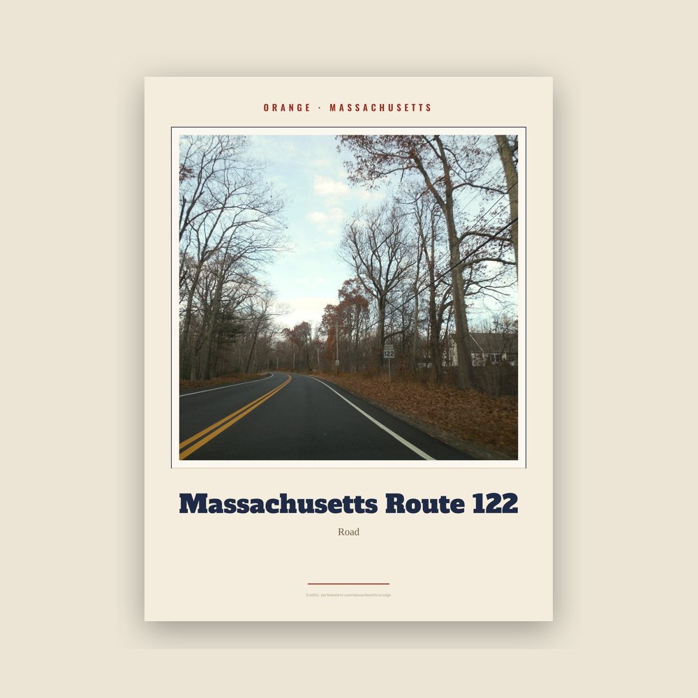 Orange Massachusetts Route 122 Landmark Print
