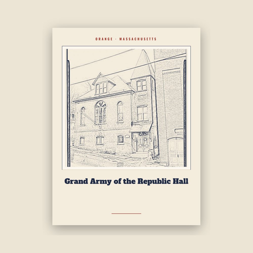 Orange Grand Army of the Republic Hall Landmark Print