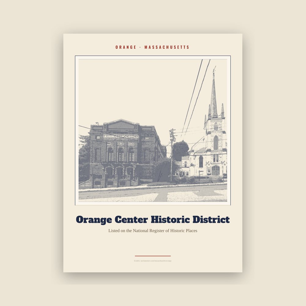 Orange Orange Center Historic District Landmark Print