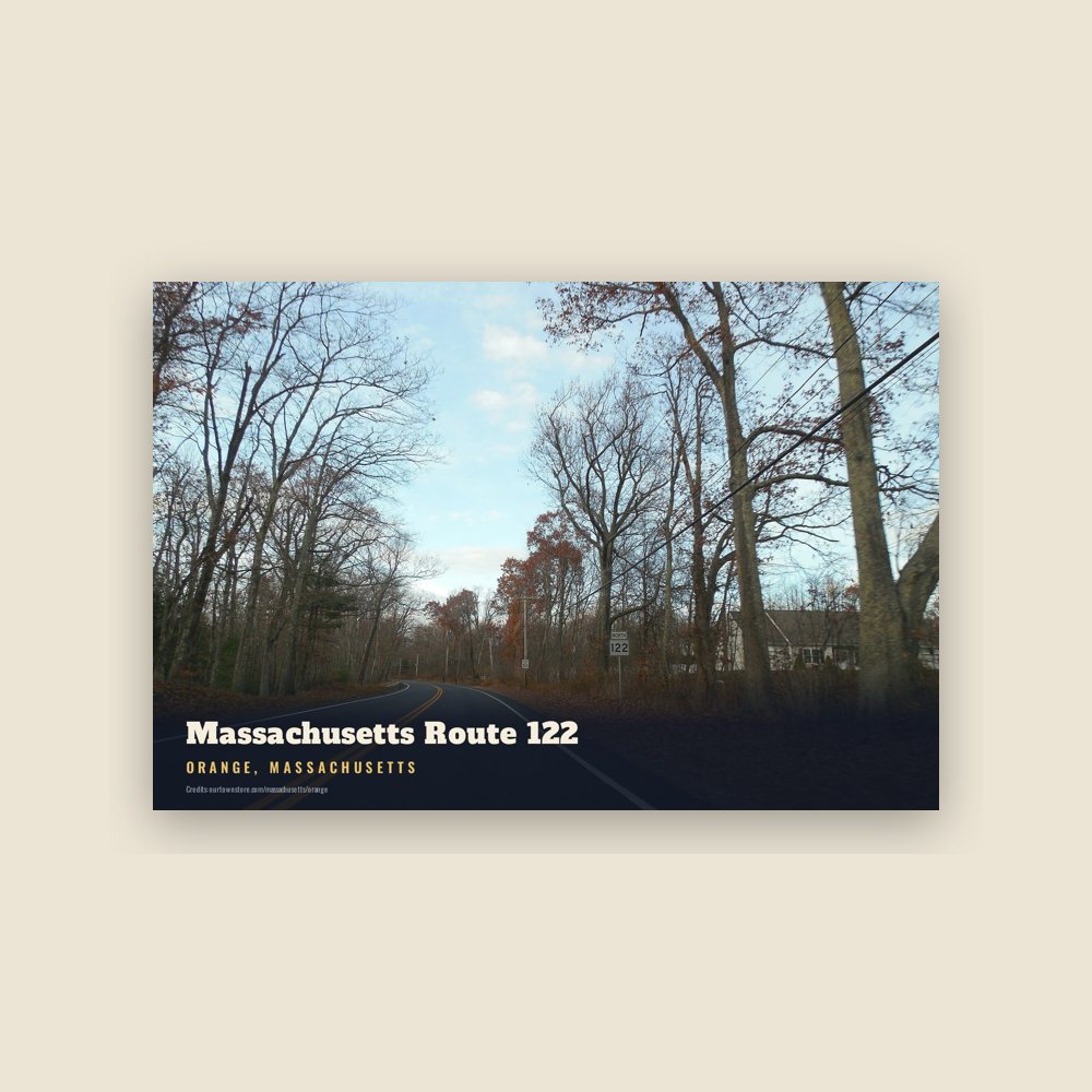 Orange Massachusetts Route 122 Postcard