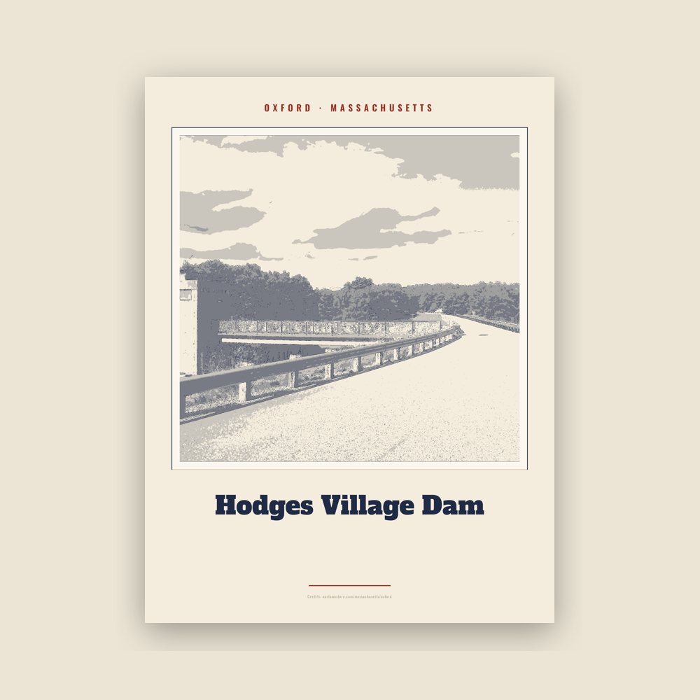 Oxford Hodges Village Dam Landmark Print