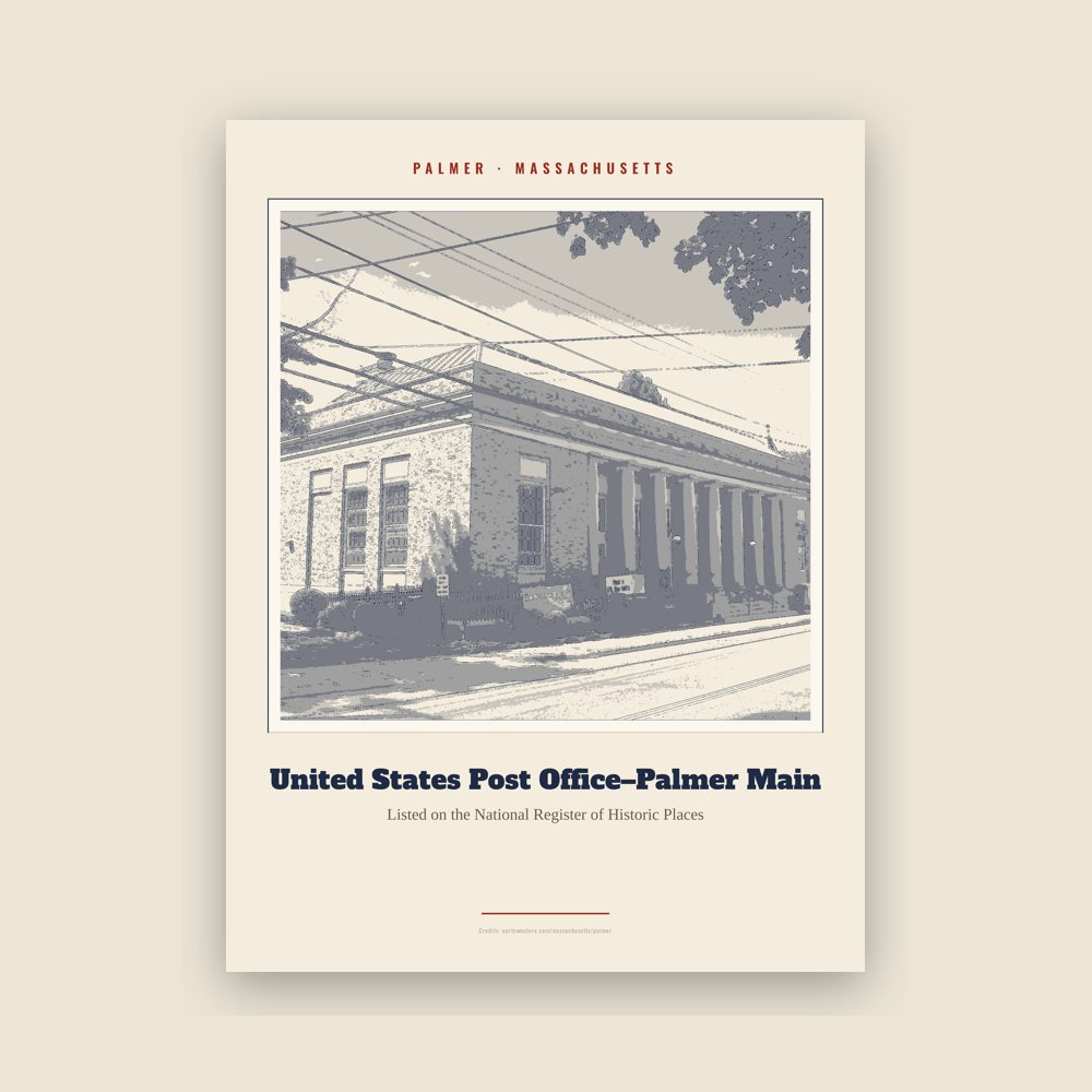 Palmer United States Post Office–Palmer Main Landmark Print