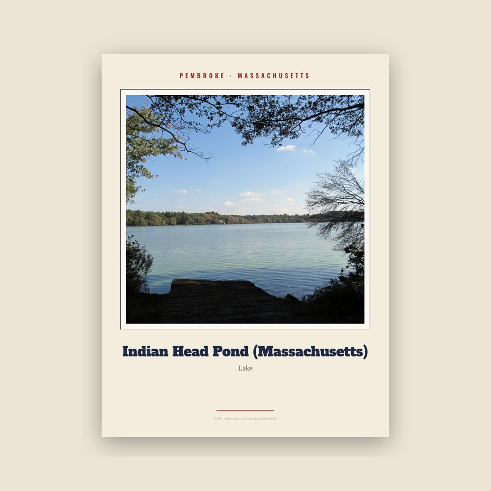 Pembroke Indian Head Pond (Massachusetts) Landmark Print