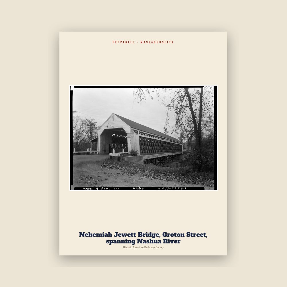 Pepperell Nehemiah Jewett Bridge, Groton Street, spanning Nashua River Archive Print
