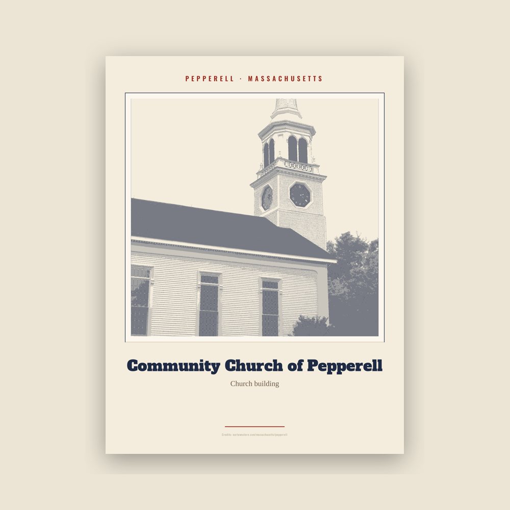 Pepperell Community Church of Pepperell Landmark Print