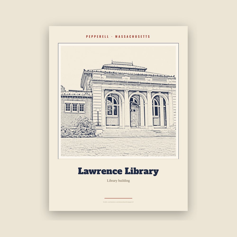 Pepperell Lawrence Library Landmark Print