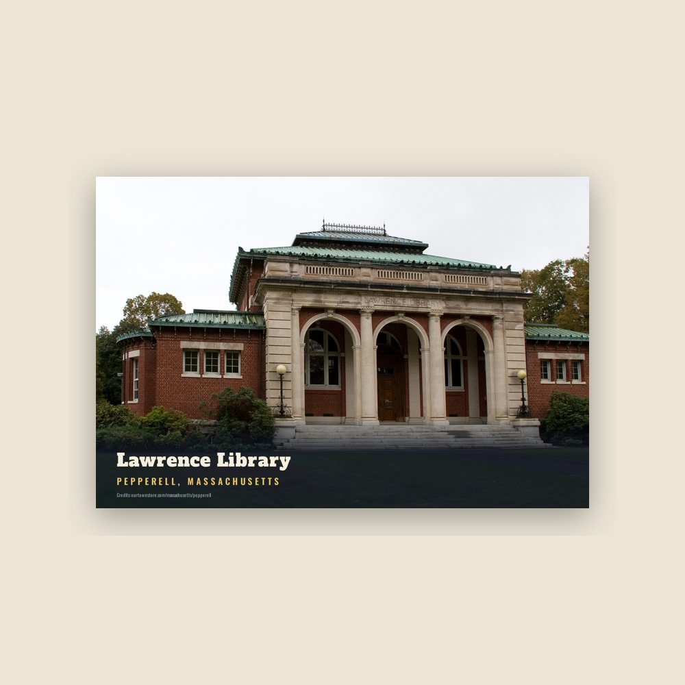Pepperell Lawrence Library Postcard