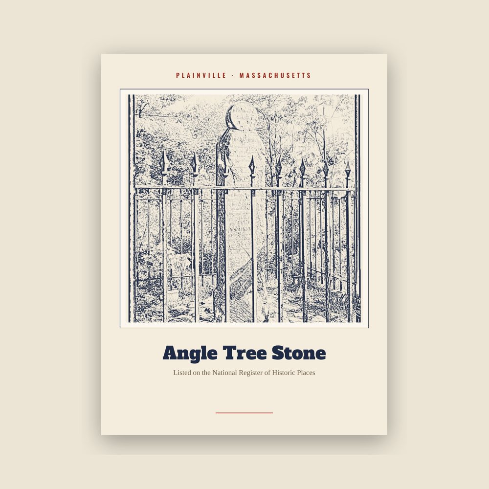Plainville Angle Tree Stone Landmark Print