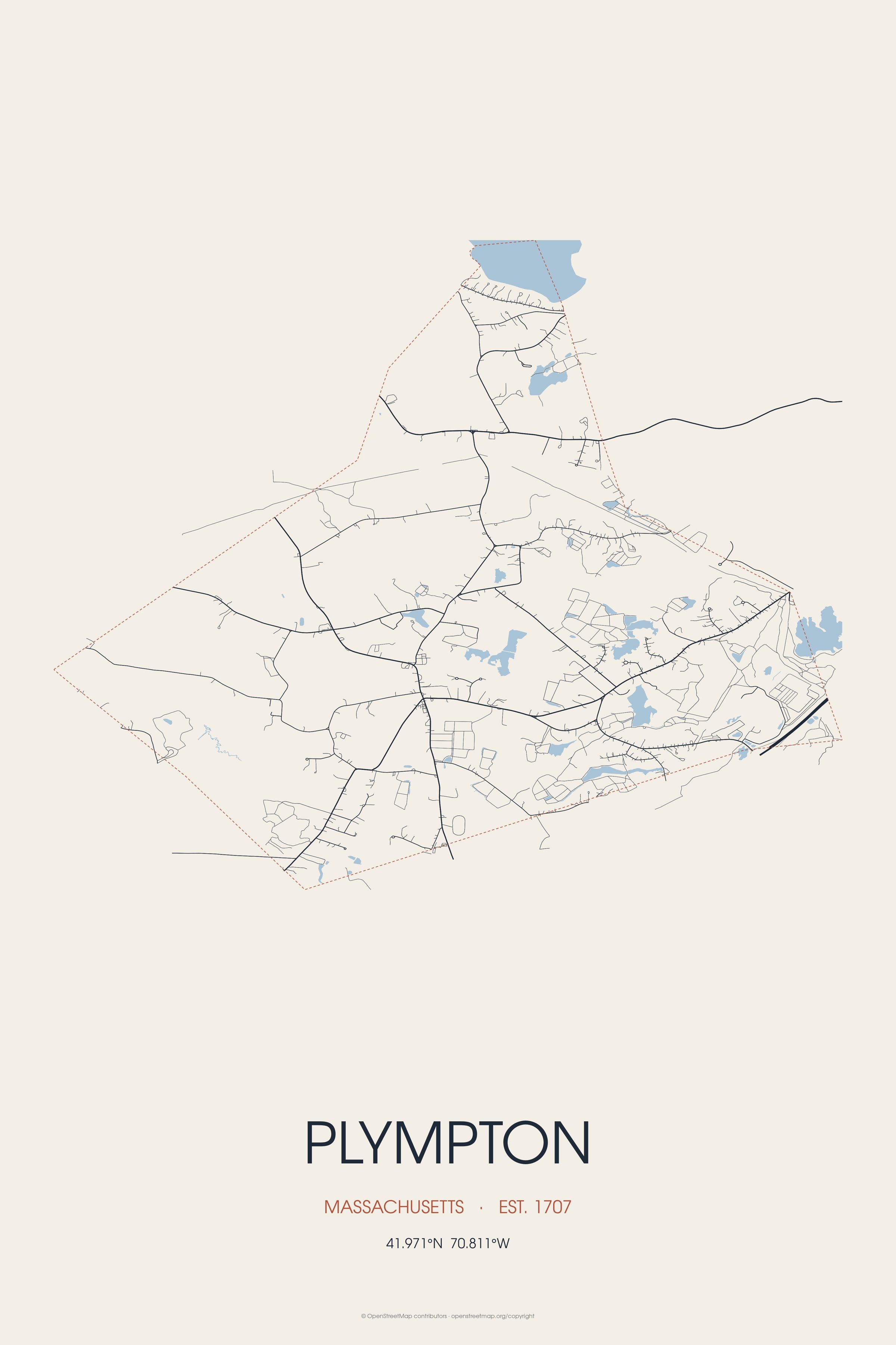 Street map of Plympton, Massachusetts