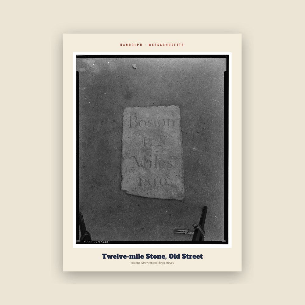 Randolph Twelve-mile Stone, Old Street Archive Print