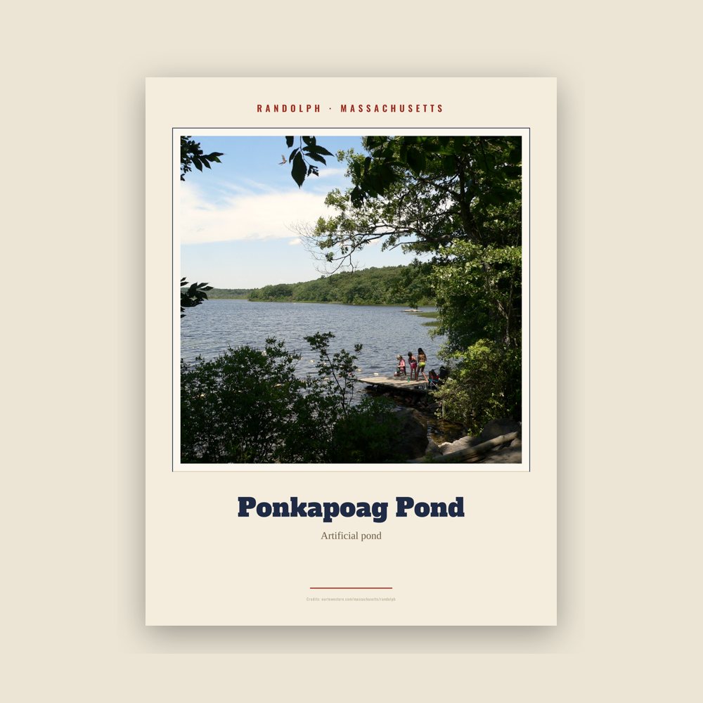 Randolph Ponkapoag Pond Landmark Print