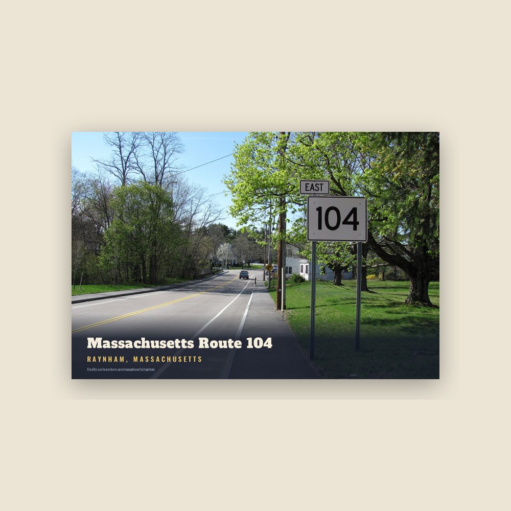 Raynham Massachusetts Route 104 Postcard