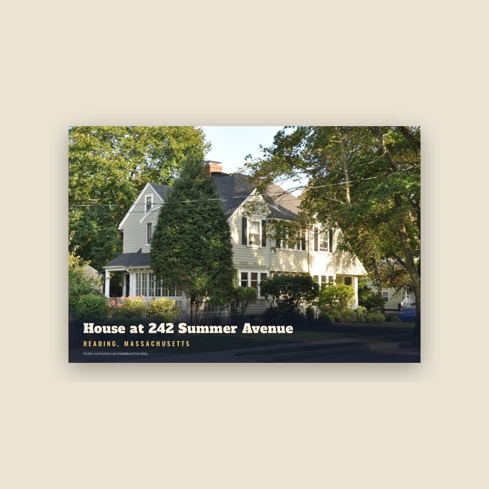 Reading House at 242 Summer Avenue Postcard