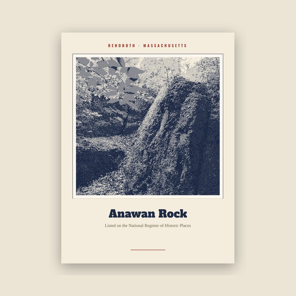 Rehoboth Anawan Rock Landmark Print
