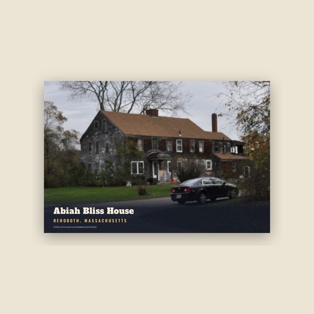 Rehoboth Abiah Bliss House Postcard