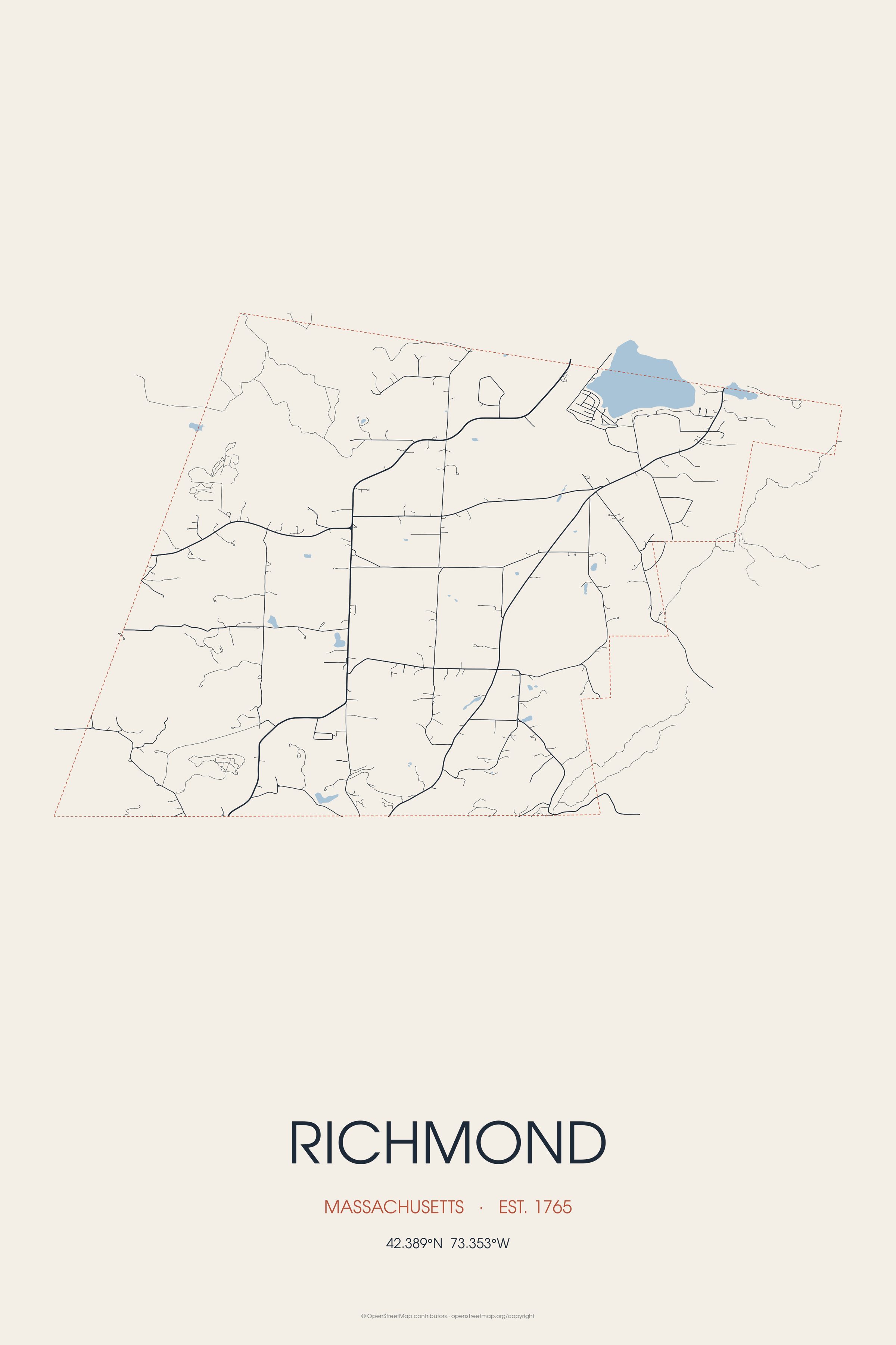 Street map of Richmond, Massachusetts