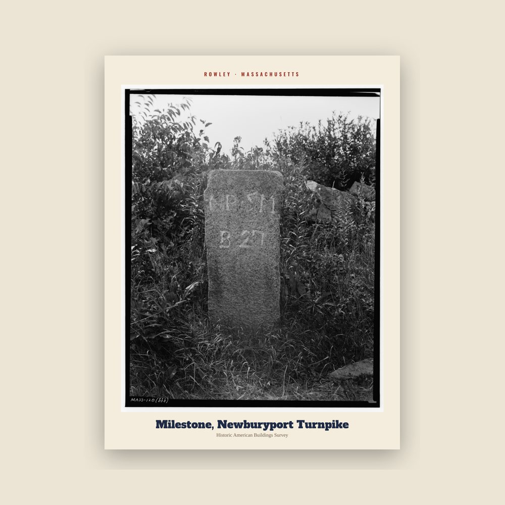 Rowley Milestone, Newburyport Turnpike Archive Print