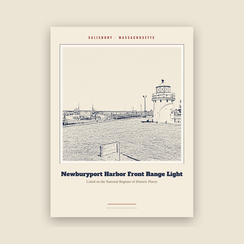 Salisbury Newburyport Harbor Front Range Light Landmark Print