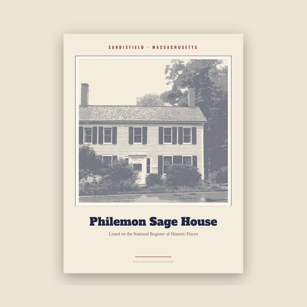 Sandisfield Philemon Sage House Landmark Print