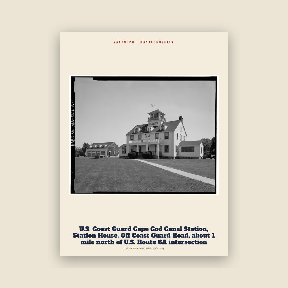 Sandwich U.S. Coast Guard Cape Cod Canal Station, Station House, Off Coast Guard Road, about 1 mile north of U.S. Route 6A intersection Archive Print
