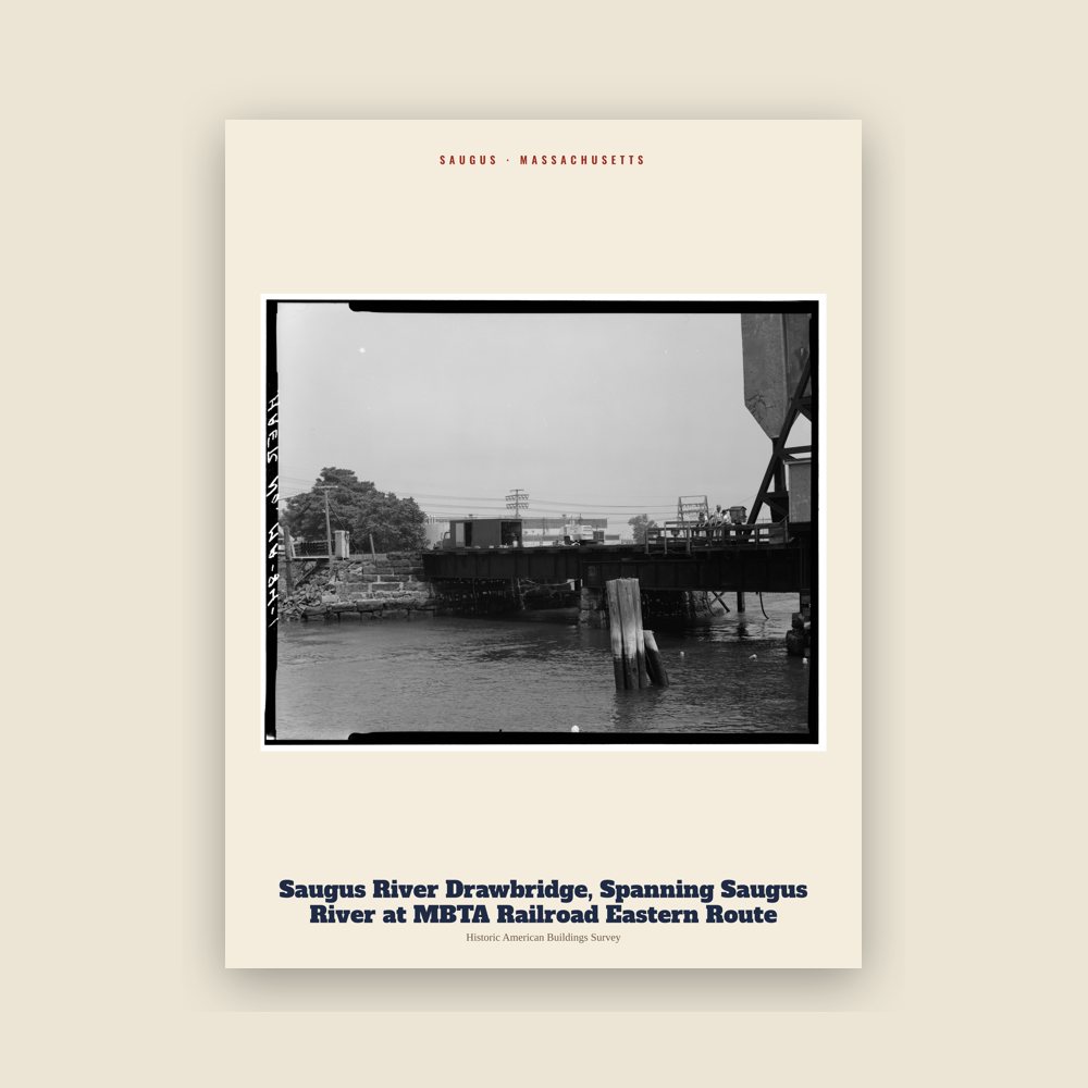 Saugus Saugus River Drawbridge, Spanning Saugus River at MBTA Railroad Eastern Route Archive Print