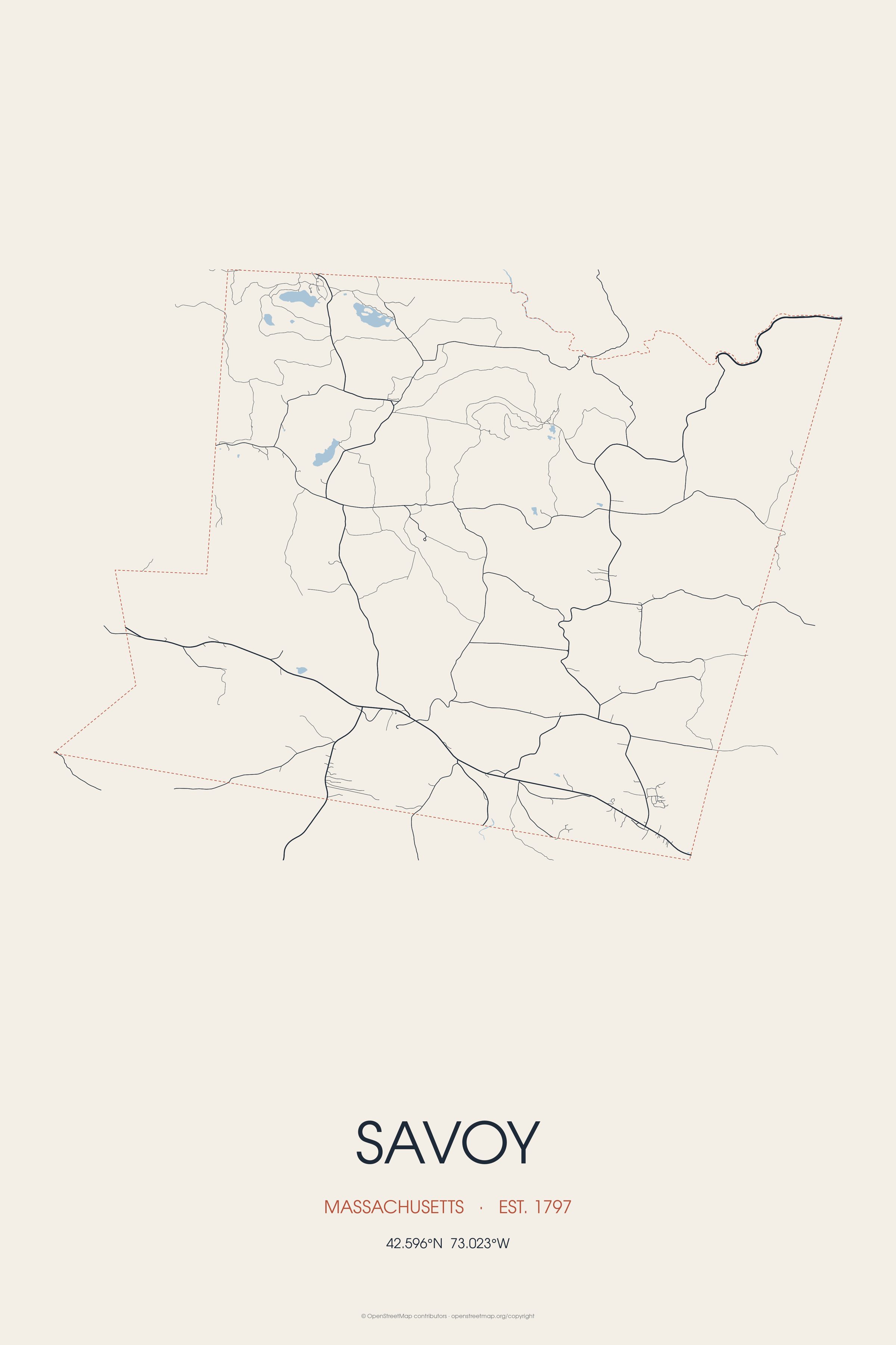 Street map of Savoy, Massachusetts