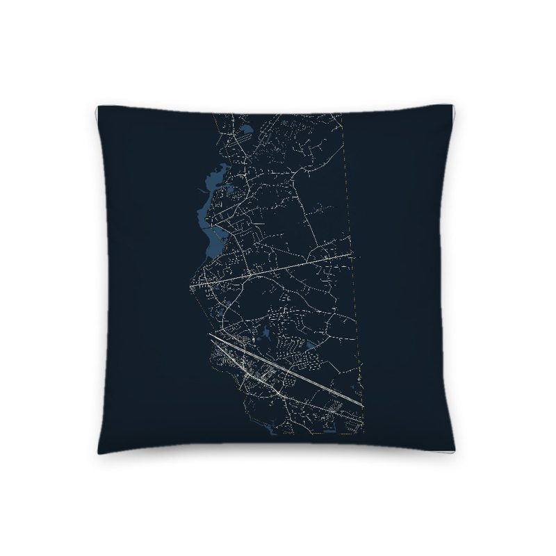 Seekonk Map Throw Pillow
